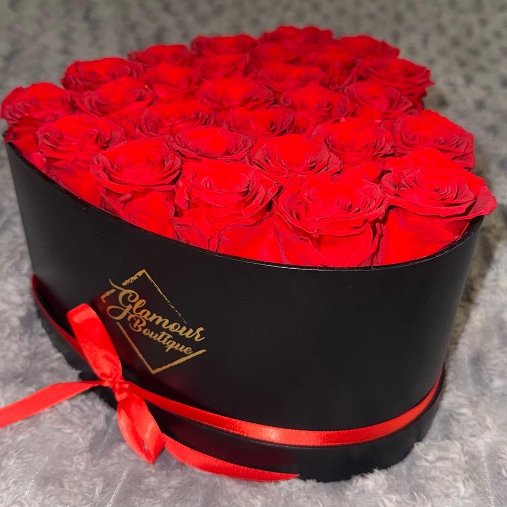 Glamour Boutique Heart Box with Red Roses